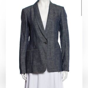 rag & bone Single-Button Denim-Textured Blazer in Dark Blue